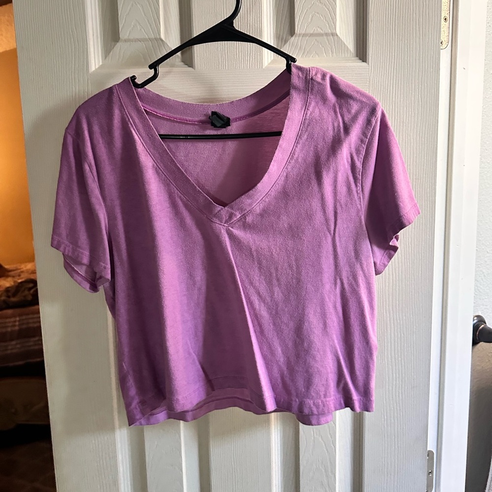 Purple shirt cropped